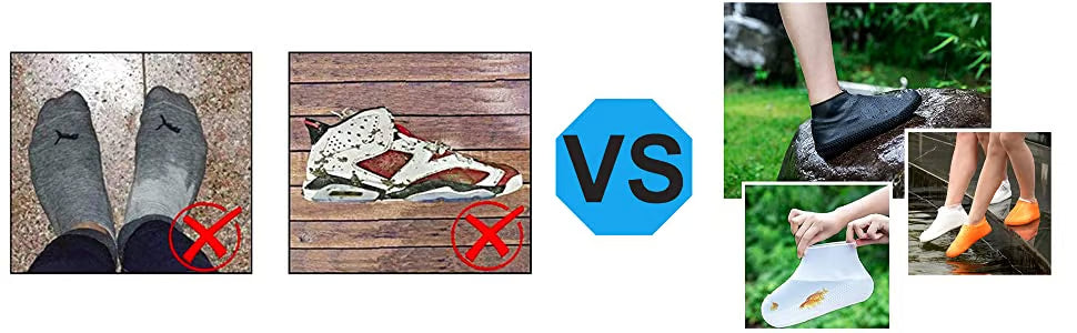 1 Pair Rubber Rain Boot Overshoes for Outdoor Use, Silicone Waterproof Shoe Covers.